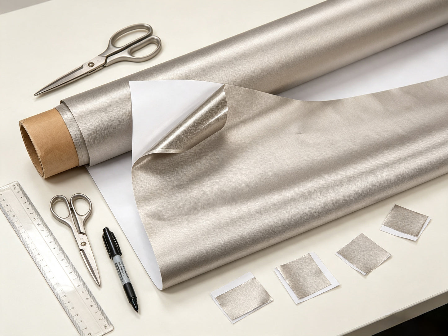 Nickel-Copper Fiber Plain Weave Single-Sided Adhesive Faraday EMF Blocking Fabric