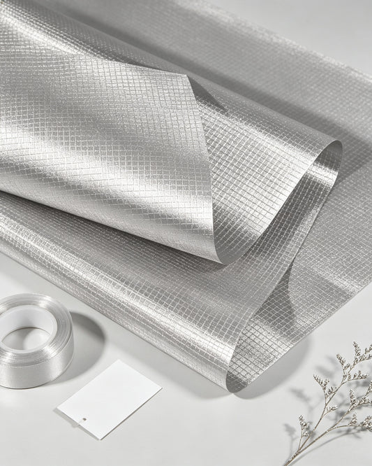 Square Pattern Silver Fiber Faraday EMF Blocking  Fabric