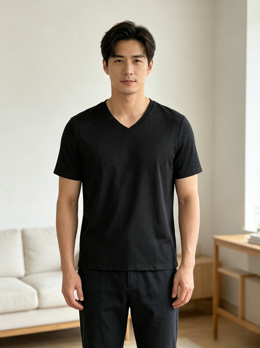 Silver Fiber EMF Shielding Black Short Sleeve T-Shirt