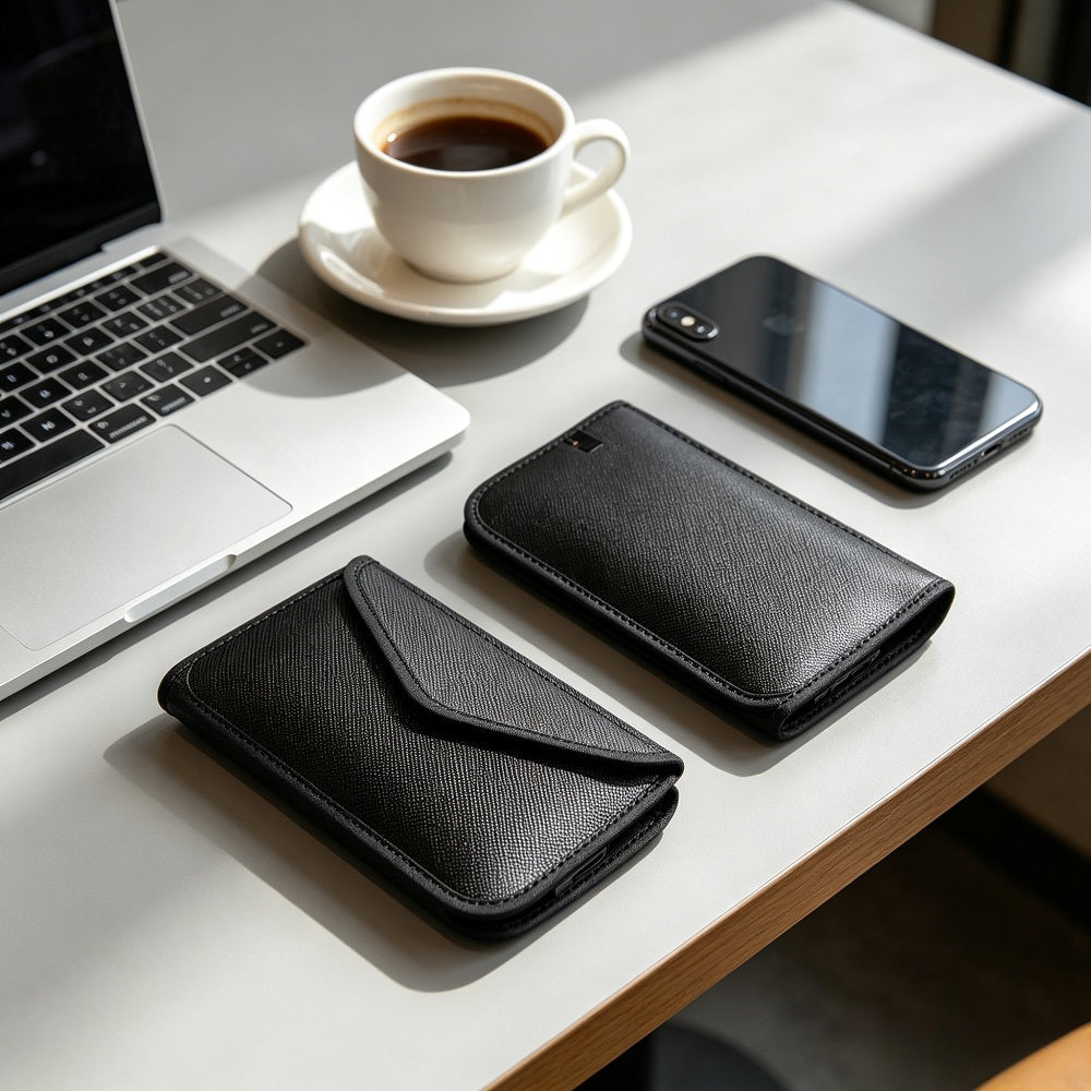 Anti-Tracking RFID GPS Leather Faraday Case