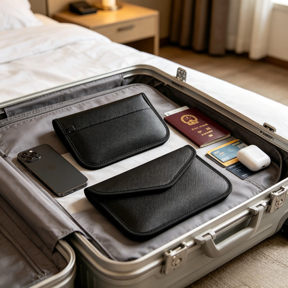 Anti-Tracking RFID GPS Leather Faraday Case