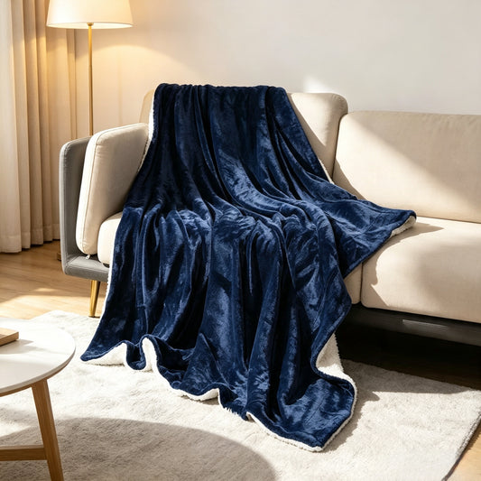 EMF Shielding Coral Fleece Sherpa Reversible Blanket
